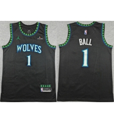 Men Minnesota Timberwolves  1 LaMelo Ball Black 2026 Statement Edition Stitched Basketball Jersey
