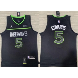 Men Minnesota Timberwolves 5 Anthony Edwards Black Stitched Jersey