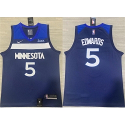 Men Minnesota Timberwolves 5 Anthony Edwards Navy Icon Edition Stitched Jersey