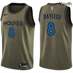 Youth Nike Minnesota Timberwolves 8 Jerryd Bayless Swingman Green Salute to Service NBA Jersey 