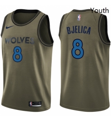 Youth Nike Minnesota Timberwolves 8 Nemanja Bjelica Swingman Green Salute to Service NBA Jersey 