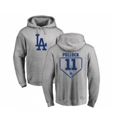 Men Baseball Los Angeles Dodgers 11 A J Pollock Gray RBI Pullover Hoodie