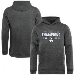 Men Los Angeles Dodgers 2020 World Series Champions Locker Room Pullover Hoodie Heather Charcoal