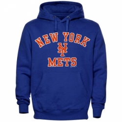 Men MLB New York Mets Stitches Fastball Fleece Pullover Hoodie Royal Blue