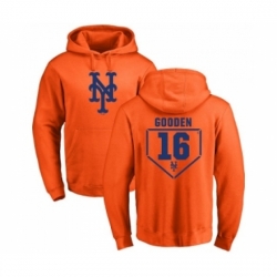 Men MLB Nike New York Mets 16 Dwight Gooden Orange RBI Pullover Hoodie