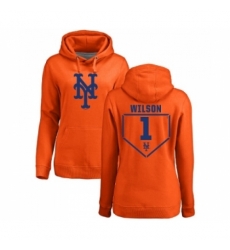 MLB Women Nike New York Mets 1 Mookie Wilson Orange RBI Pullover Hoodie