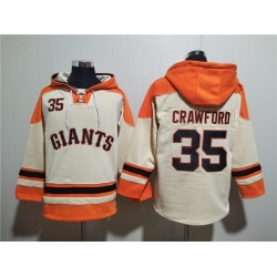 Men San Francisco Giants 35 Brandon Crawford Cream Ageless Must Have Lace Up Pullover Hoodie