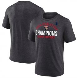 Men Florida Panthers Heather Charcoal 2025 Stanley Cup Champions Rush Tri Blend T Shirt