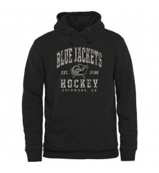 Men Columbus Blue Jackets Black Camo Stack Pullover Hoodie