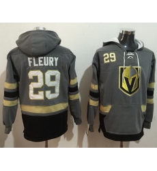 Men Vegas Golden Knights 29 Marc Andre Fleury Grey Name  26 Number Pullover NHL Hoodie