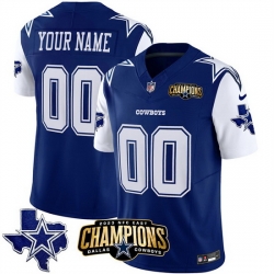 Men Dallas Cowboys Active Player Custom Blue White 2023 F U S E  NFC East Champions Patch Stitched Football Jersey