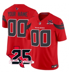 Men Houston Texans Active Player Custom Red 2026 25th Anniversary Patch Alternate Vapor F U S E Limited Stitched Jersey Men Houston Texans Active Player Custom Red 2026 25th Anniversary Patch Alternate Vapor F U S E Limited Stitched Jersey