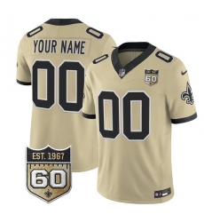 Men New Orleans Saints Active Player Custom Gold F U S E 60th Anniversary Patch Vapor Limited Stitched Football Jersey Men New Orleans Saints Active Player Custom Gold F U S E 60th Anniversary Patch Vapor Limited Stitched Football Jersey
