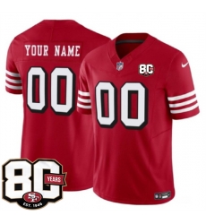 Men San Francisco 49ers Active Player Custom New Red 80th Anniversary Patch 2026 F U S E  Vapor Untouchabl Limited Stitched Football Jersey