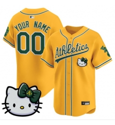 Men Oakland Athletics Active Player Custom Gold Hello Kitty Vapor Premier Limited Stitched Baseball Jersey