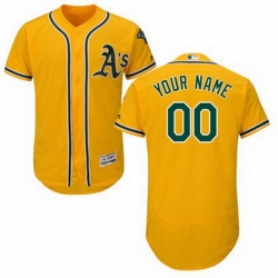 Men Women Youth All Size Oakland Athletics Majestic Alternate Gold Flex Base Authentic Collection Custom Jersey