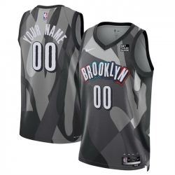 Men Brooklyn Nets Active Player Custom Gray 2024 25 City Edition Stitched Basketball Jersey