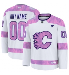 Men Women Youth Calgary Flames Fanatics White 2024 Hockey Fights Cancer Custom Practice Jersey