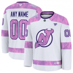 Men Women Youth New Jersey Devils Fanatics 2024 Hockey Fights Cancer Custom Practice Jersey White