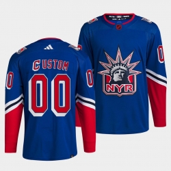 Men Women Youth New York Rangers Custom Blue 2022 Reverse Retro Stitched Jersey