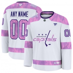 Men Women Youth Washington Capitals Fanatics 2024 Hockey Fights Cancer Custom Practice Jersey White