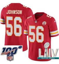 2020 Super Bowl LIV Youth Nike Kansas City Chiefs #56 Derrick Johnson Red Team Color Vapor Untouchable Limited Player NFL Jersey