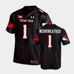 Men Texas Tech Red Raiders Krishon Merriweather Replica Black Football Team Jersey