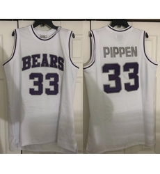 Men Arkansas Bears  33 Scottie Pippen White Purple Stitched Basketball Jersey