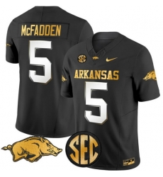 Men NCAA Arkansas #5 McFADDEN Black Gold Stitched Jersey Men NCAA Arkansas #5 McFADDEN Black Gold Stitched Jersey
