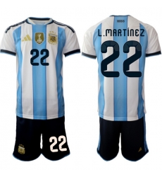 Argentina 2026 FIFA World Cup Soccer Jersey White #22 L.MARTINEZ Argentina 2026 FIFA World Cup Soccer Jersey White #22 L.MARTINEZ