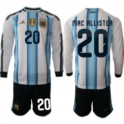 Argentina 2026 FIFA World Cup Soccer Jersey White LONG #20 MAC ALLISTER