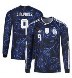 Men 9Julian Alvarez Argentina National Team adidas 2026 Away Replica Jersey Black 1