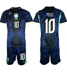 Youth Brazil 2026 FIFA World Cup Blue Away Soccer Jersey PELE #10 Youth Brazil 2026 FIFA World Cup Blue Away Soccer Jersey PELE #10