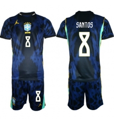 Youth Brazil 2026 FIFA World Cup Blue Away Soccer Jersey SANTOS #8 Youth Brazil 2026 FIFA World Cup Blue Away Soccer Jersey SANTOS #8