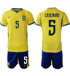 Youth Brazil 2026 FIFA World Cup Yellow Home Soccer Jersey CASEMIRO #5 Youth Brazil 2026 FIFA World Cup Yellow Home Soccer Jersey CASEMIRO #5