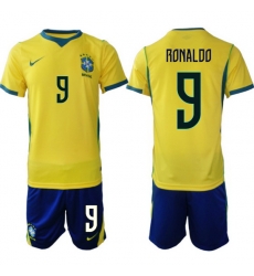 Youth Brazil 2026 FIFA World Cup Yellow Home Soccer Jersey RONALDO #9 Youth Brazil 2026 FIFA World Cup Yellow Home Soccer Jersey RONALDO #9