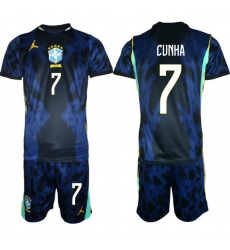 Men Brazil 2026 FIFA World Cup Blue Away Soccer Jersey CUNHA #7