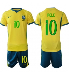 Men Brazil 2026 FIFA World Cup Yellow Home Soccer Jersey PELE #10 Green