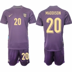 Men England 20 James Maddison 2024 25 Purple Away Soccer Jersey Suit