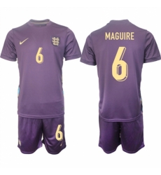 Men England 6 Harry Maguire 2024 25 Purple Away Soccer Jersey Suit