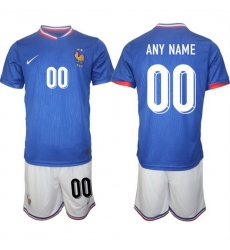 Men France Custom Blue 2024 25 Home Soccer Jersey Suit