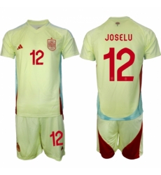 Men Spain Team 12 Joselu 2024 25 Yellow Away Soccer Jersey Suit