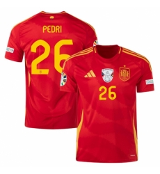 Men Spain Team 26 Pedri Scarlet 2024 Home Soccer Jersey Men Spain Team 26 Pedri Scarlet 2024 Home Soccer Jersey