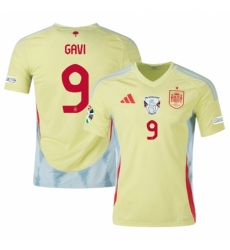 Men Spain Team 9 Gavi Yellow 2024 Away Soccer Jersey Men Spain Team 9 Gavi Yellow 2024 Away Soccer Jersey