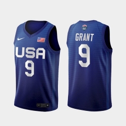 Men's USA Team Jerami Grant Away Blue 2021 Tokyo Olympics Jersey