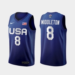 Men's USA Team Khris Middleton Away Blue 2021 Tokyo Olympics Jersey