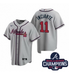 Men Nike Atlanta Braves 11 Ender Inciarter Gray Alternate Stitched Baseball Stitched MLB 2021 Champions Patch Jersey