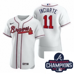 Men Nike Atlanta Braves 11 Ender Inciarter White Alternate Stitched Baseball Stitched MLB 2021 Champions Patch Jersey