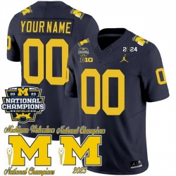 Men Women Youth Michigan Wolverines ACTIVE PLAYER Custom Navy F U S E  CFP 2023 National Champions Patch Vapor Stitched Football Jersey
