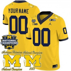 Men Women Youth Michigan Wolverines ACTIVE PLAYER Custom Yellow F U S E  CFP 2023 National Champions Patch Vapor Stitched Football Jersey